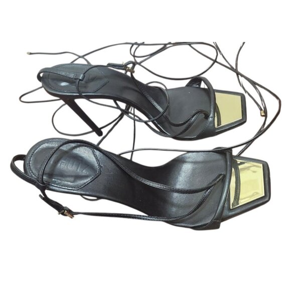 Schutz Vikki Lo Black Strappy Ankle Open Toe Stiletto Heel Sandals US 10 B - Picture 6 of 16